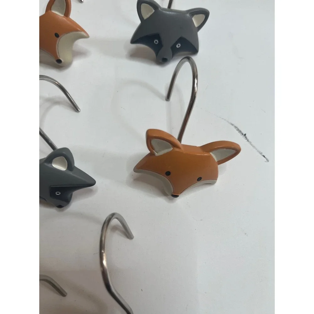 Fox Shower Curtain Hooks Decorative Bathroom Decor Set of 12